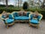 Wood 1900 French Artisan Louis XVI Blue Velvet Sofa Set-3 Pc For Sale - Image 7 of 15