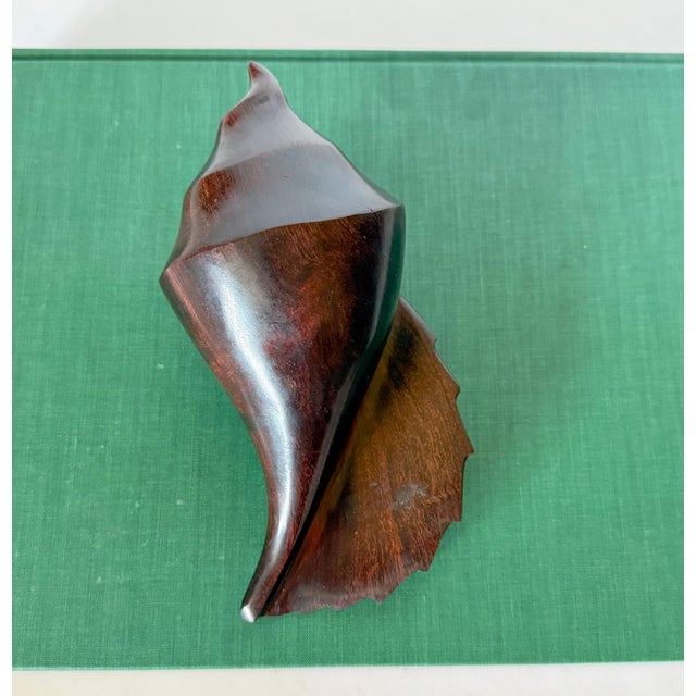Vintage Large Carved Ironwood Conch Shell Sculpture Objects, a Pair For Sale - Image 15 of 16