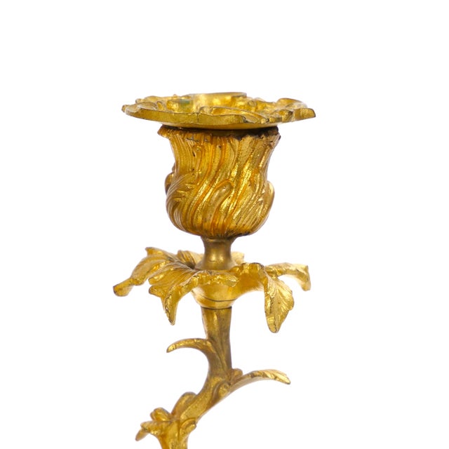 French Pair of Gilt Bronze Louis XVI-Style Three-Light Candelabra Table Lamps For Sale - Image 9 of 15