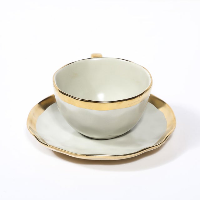 Modernist Porcelain W/Gilt Accents Tea/Coffee Service for 8 by Tania Bulhões For Sale - Image 13 of 18