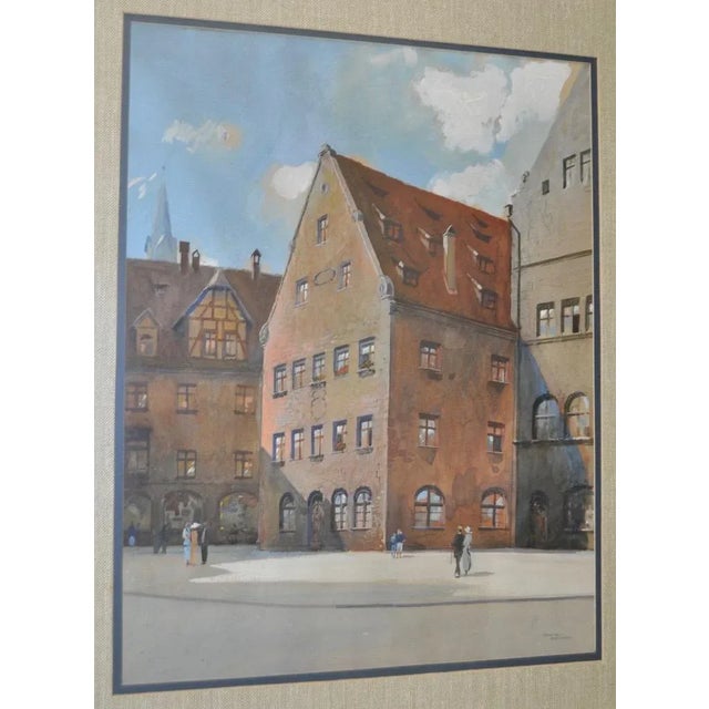 Impressionist Franz Schmidt "Nuremberg Landscape" Original Gouache on Paper c.1930s For Sale - Image 3 of 11