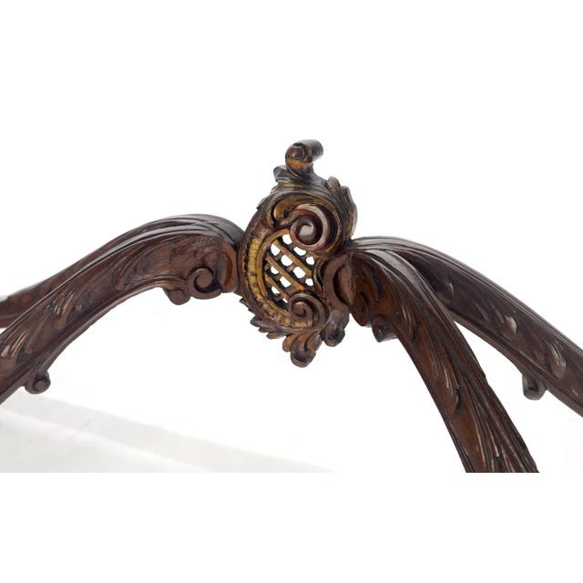 Regency Revival Heavily Fine Carved Stretcher Base Marble Top Console Table MINT For Sale - Image 6 of 18