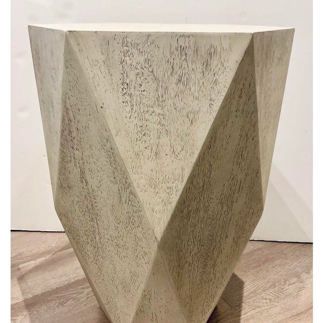 Modern Modern Antique White Finished Hexagonal Side Table For Sale - Image 3 of 3