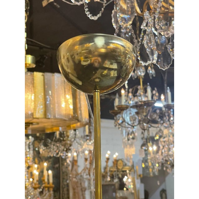 Metal Modern Murano "Fume"Glass and Brass Pendant Light For Sale - Image 7 of 10