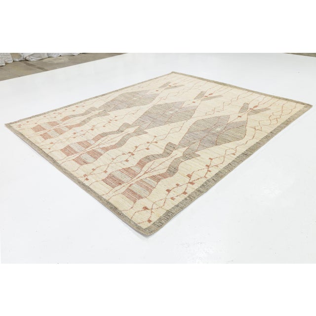 Tribal Hand-Knotted Modern Moroccan Tribal Wool Rug – Earthy Geometric Tones For Sale - Image 3 of 10