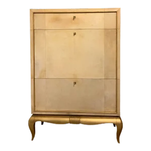 Vintage Goatskin Parchment Secretary Desk in They Style of Samuel Marx