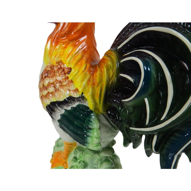 Red Vintage Extra Large Life-Size Italian Ceramic Rooster For Sale - Image 8 of 12