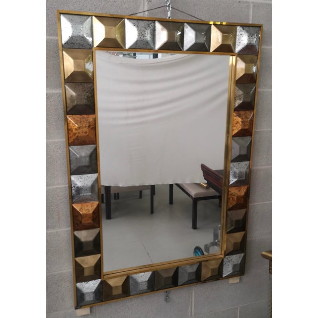 Mid-Century Italian Murano Glass and Brass Mirror, 2000 For Sale - Image 9 of 13