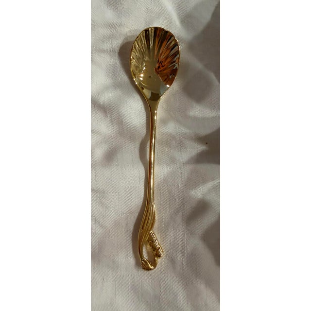 Metal Vintage Silver & Frosted Glass Salt & Pepper Cellar Set With Gold Crown Finials & Spoons - 4 pcs For Sale - Image 7 of 8