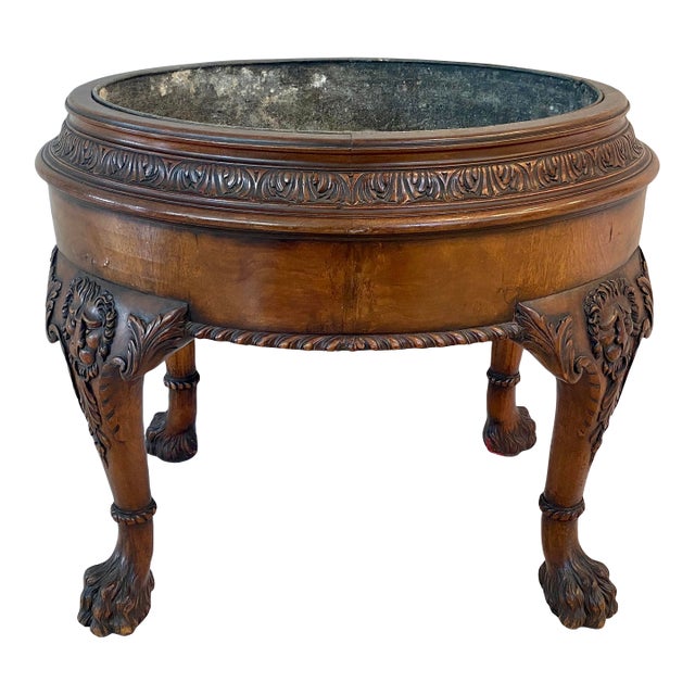 Antique French Renaissance Solid Walnut Jardiniere For Sale