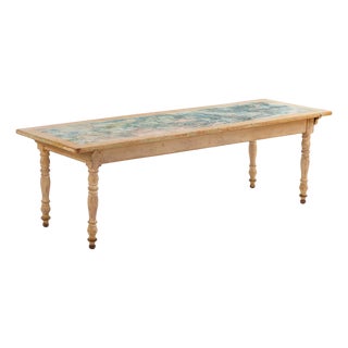 Rare French Painted Pine Farm Table, 19th C. For Sale