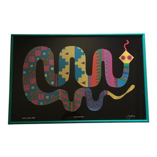 "Rattle Rattle Rattle" Colorful Snake Block Print For Sale