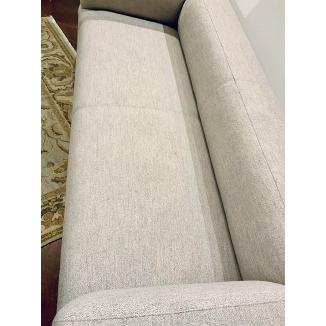 Modern Beige Performance Fabric Cubed Arm Sofa For Sale - Image 4 of 5