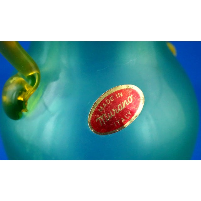 Aqua Murano Blown Glass Amphora Vase by Barbini, 1950s For Sale - Image 8 of 18