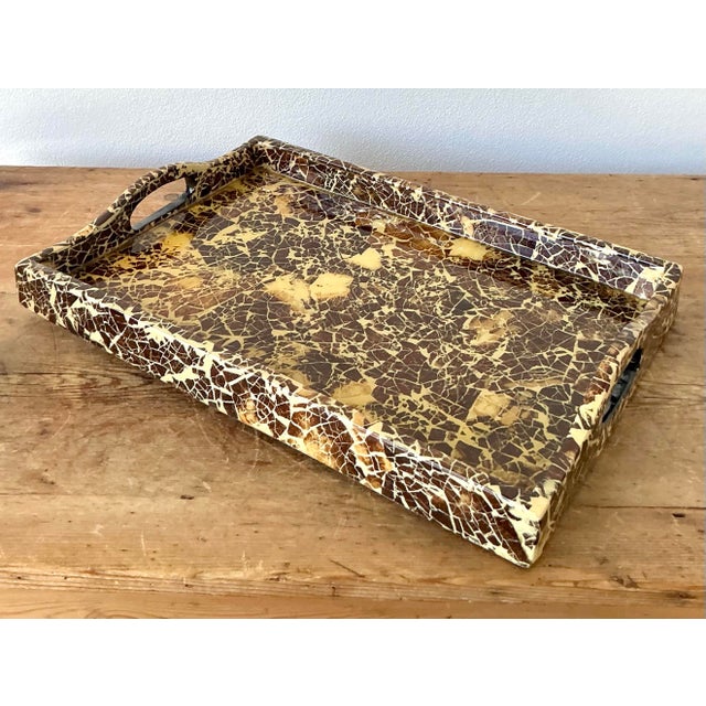 Vintage Boho Lacquered Coconut Shell Tray For Sale In West Palm - Image 6 of 9