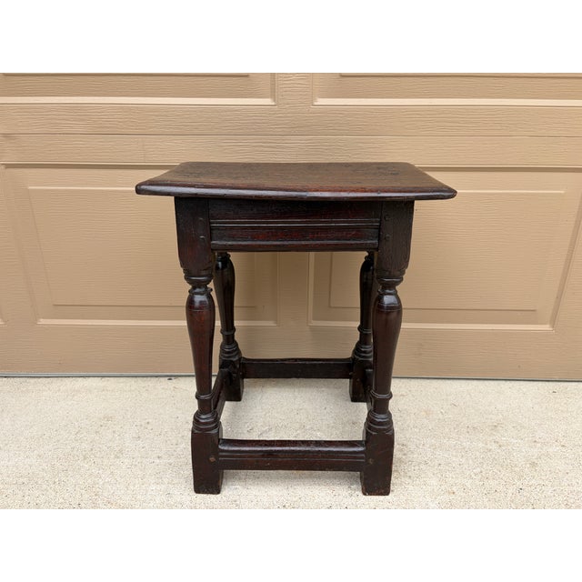 17th Century Late 17th Century English Oak Joint Stool With Turned Legs For Sale - Image 5 of 13