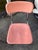 Set of three vintage MCM Heywood Wakefield molded plastic and chrome school chairs. Two are pink, one is cream colored....