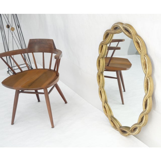 Oval Gold Leaf Gilt Pie Crust Style Frame Wall Mirror Mid Century Modern MINT For Sale - Image 6 of 9