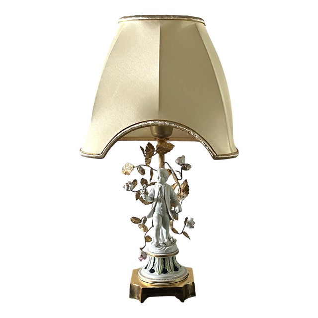 Porcelain Table Lamp with Fabric Shade from Gulia Mangani for Sevres For Sale