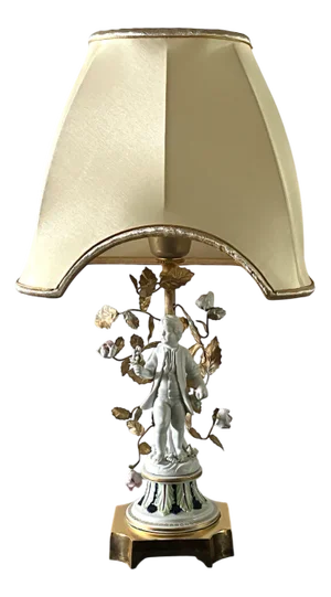 Porcelain Table Lamp with Fabric Shade from Gulia Mangani for Sevres