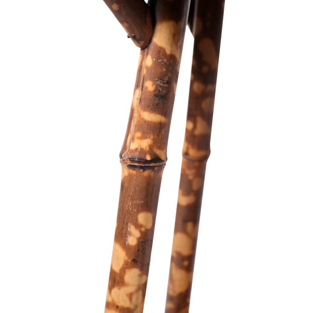 Brown Tortoise Bamboo Two-Tier Side Table With Rattan Tops, English, Ca. 1880 For Sale - Image 8 of 10