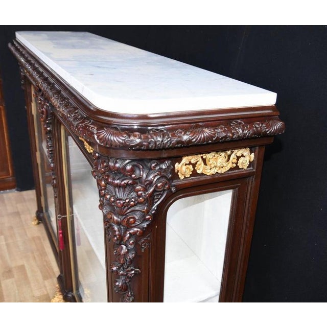 French Rosewood Sideboard in Carved Display Cabinet For Sale - Image 12 of 14