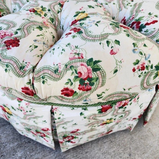 Floral Roses Ottoman Tufted Round For Sale - Image 12 of 14