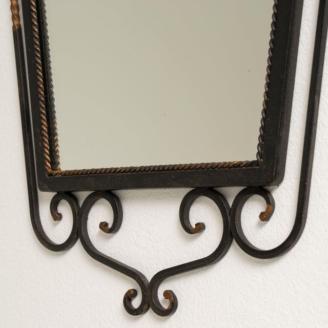 Wrought Iron Wall Mirror, Antique, France, Circa 1970 For Sale In Greensboro - Image 6 of 12