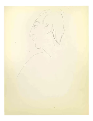 Flor David, Sketch for a Portrait, Drawing in Pencil on Paper, Mid 20th Century