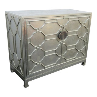 Silver Metal Overlay Cabinet Bar Buffet Sideboard Bathroom Vanity For Sale