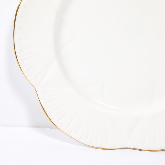 Set of 10 Art Deco Style Bone China Plates With 24Karat Gold Trim Signed Shelley For Sale - Image 11 of 14