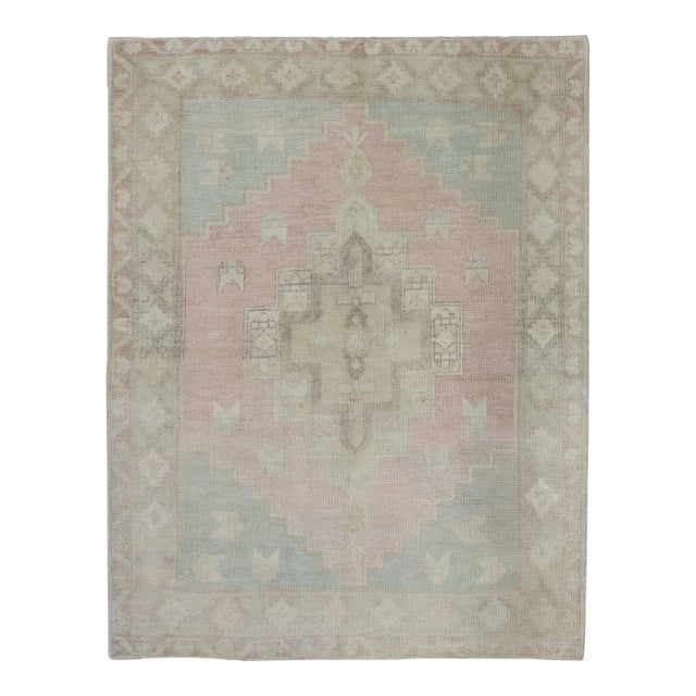 Turkish Vintage Handmade Oriental Rug 4'5" X 5'8" For Sale