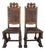 French Revival Side Chairs, Leather & Walnut, Carved Knights, 1900 Set of 2 For Sale