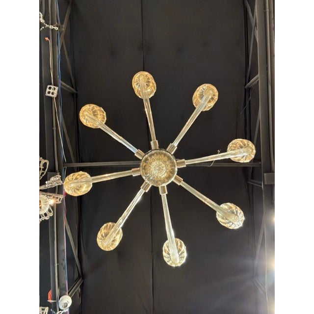 Metal Modernist Gold Murano Glass and Brass 8 Light Chandelier For Sale - Image 7 of 7