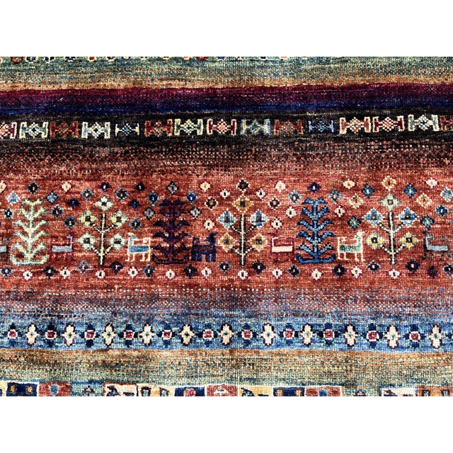 Red Khorjin Saddlebag Design Rug With Animal Motifs, 4'2" X 6' For Sale - Image 6 of 14