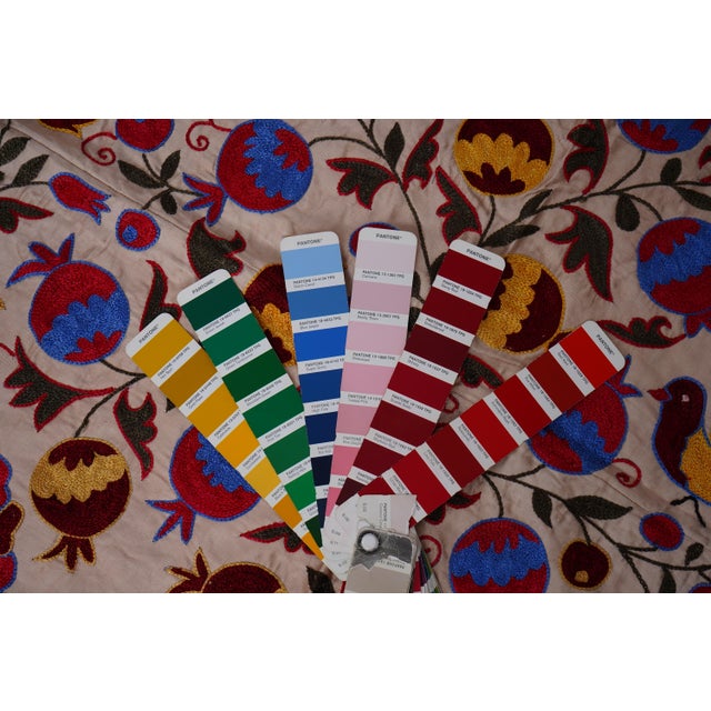 Handcrafted Uzbek Suzani Wall Tapestry – Folk Art Bird & Tree Design Decor 3'5'' X 6'1'' For Sale - Image 11 of 11