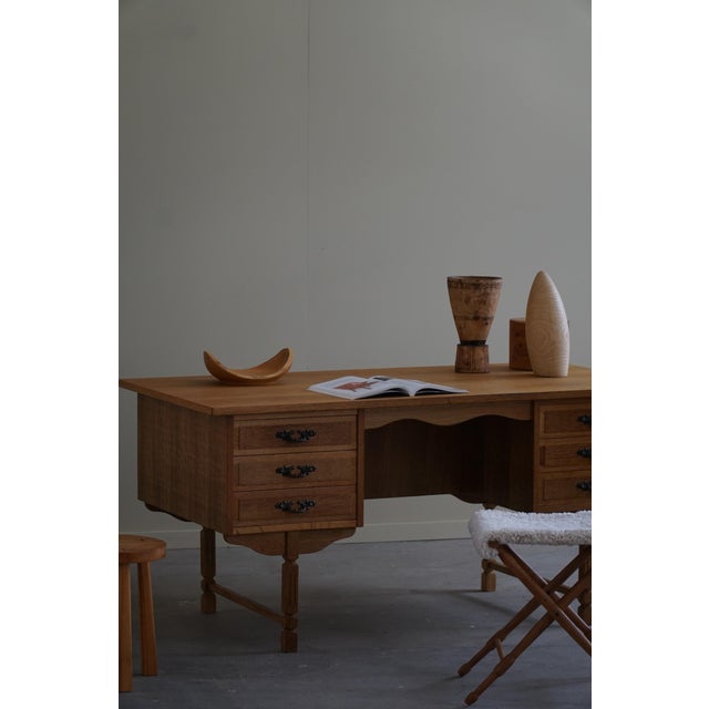 Wood Vintage Danish Freestanding Desk in Oak, 1950s For Sale - Image 7 of 18