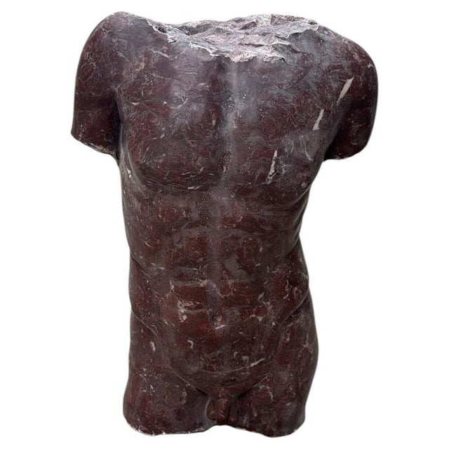 Stone Italian Red Marble Nude Male Torso Sculpture, Italy For Sale - Image 7 of 7