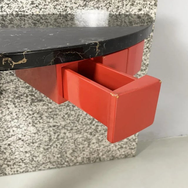 Black Italian Modern Black Marble Granite Console Aldo Cibic for Memphis, 1980s For Sale - Image 8 of 18