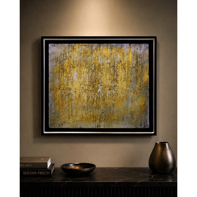 Textile Lola Vitelli, Riflessi, Mixed Media with Gold and Silver Leaf on Canvas, 2020 For Sale - Image 7 of 9