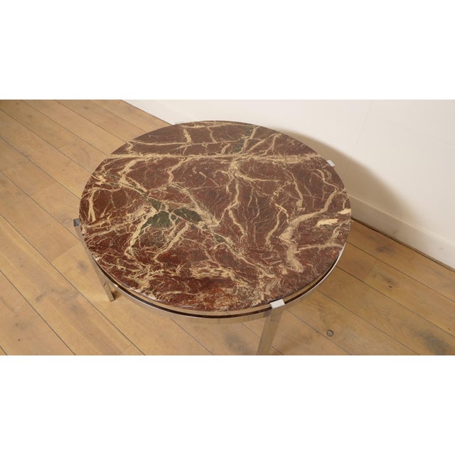 Vintage Round Coffee Table in Marble and Chrome For Sale - Image 10 of 13