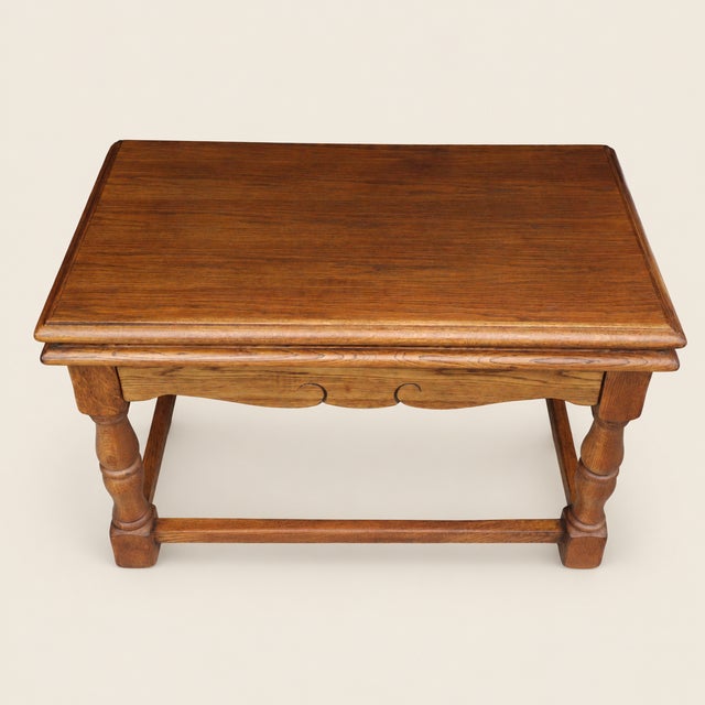 Circa 1940s English Jacobean Revival Oak Child’s Desk / Side Table by Castle Furniture For Sale - Image 4 of 11