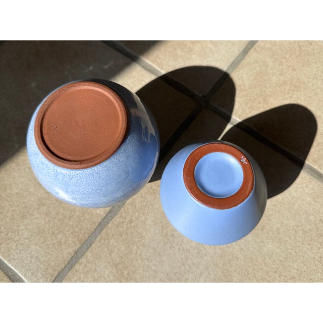 Ceramic Handmade Light Blue Studio Ceramic Vases from Manufaktur Töpferhof Römhild, Thuringia, Germany, 1970s, Set of 2 For Sale - Image 7 of 15