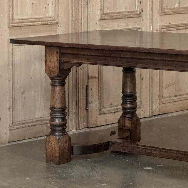 18th Century English Oak Trestle Dining Table With Turned Supports For Sale - Image 10 of 17