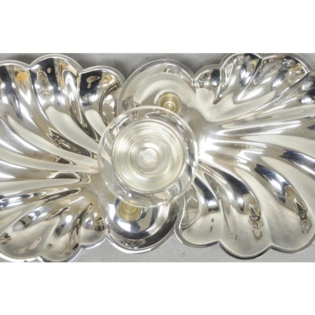Vintage Sheffield Silver Plated Clam Shell Shrimp Cocktail Serving Platter Tray For Sale - Image 9 of 12