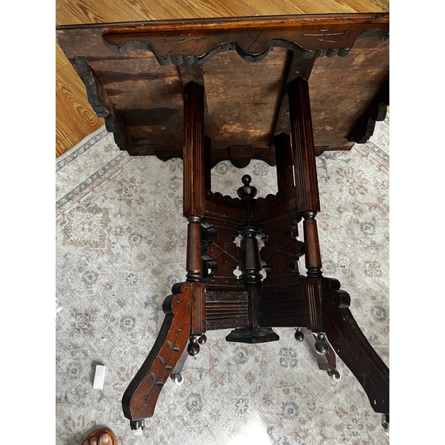 Late 19th Century Eastlake Walnut Center Parlor Table For Sale - Image 5 of 12