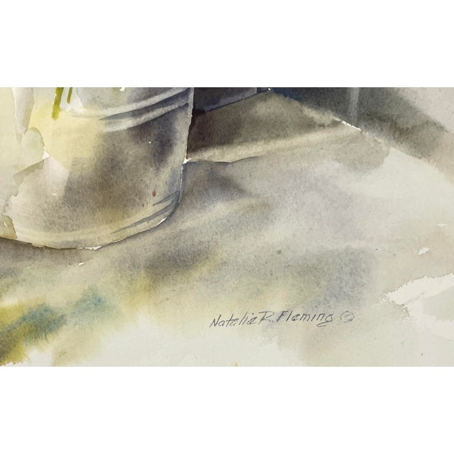 1980s Natalie Fleming Daisy Floral Still Life Watercolor For Sale - Image 4 of 6