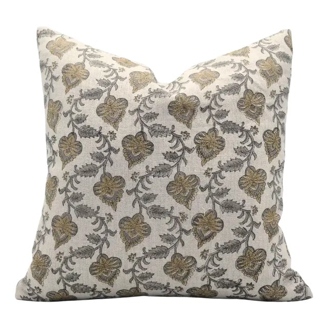 Fabdivine Indian Block Print Cushion Cover 16x16 Inch Thick Linen-Madhubala For Sale