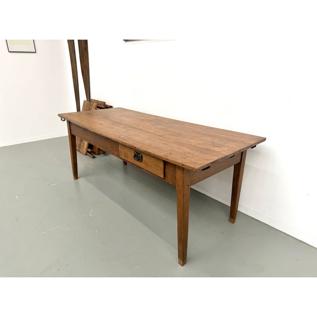 Antique Farmhouse Table with Extensions in Oak, 1890s For Sale - Image 4 of 18