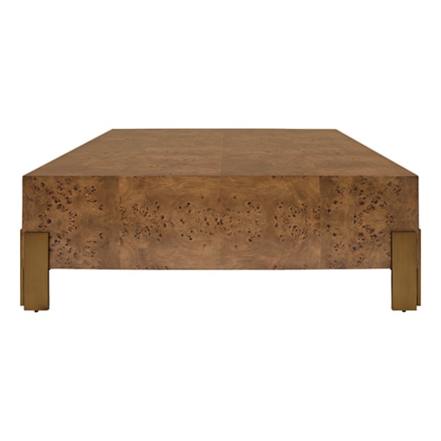 Matthew Izzo Home Enid Dark Burlwood 48" Square Coffee Table For Sale